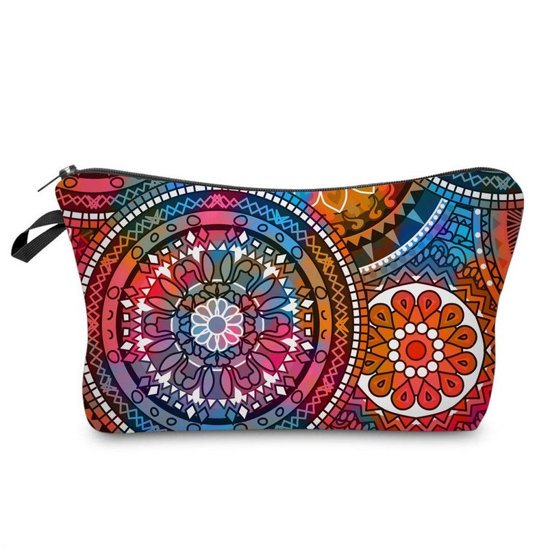 Deanfun Cosmetic Bag for Women, Mandala Flowers Waterproof Makeup Bags Roomy Toiletry Pouch Travel Accessories Gifts (51555) - Image 1